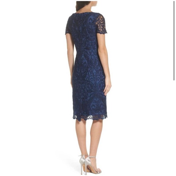 La Femme Midnight Blue Lace Midi Dress - Picture 2 of 14